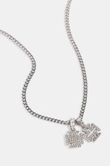 Iced Double Cross Motif Cuban Necklace - 10mm