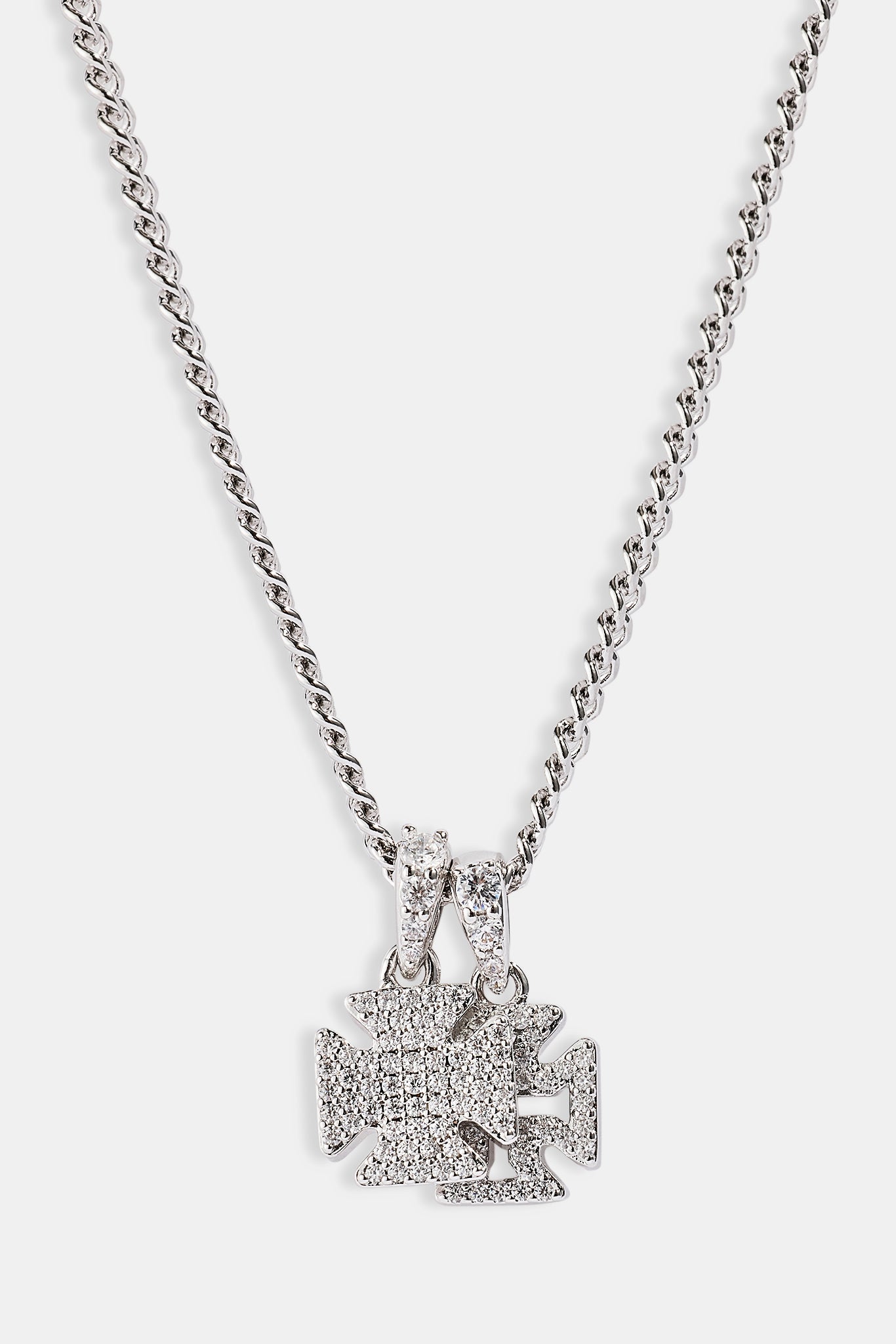 Iced Double Cross Motif Cuban Necklace - 10mm