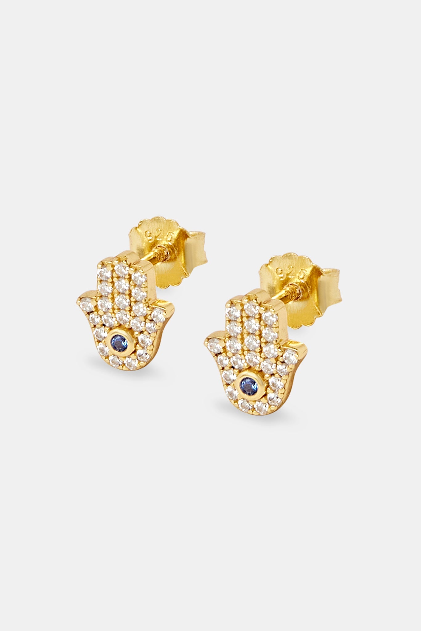 Iced Hamsa Hand Earrings - 10mm