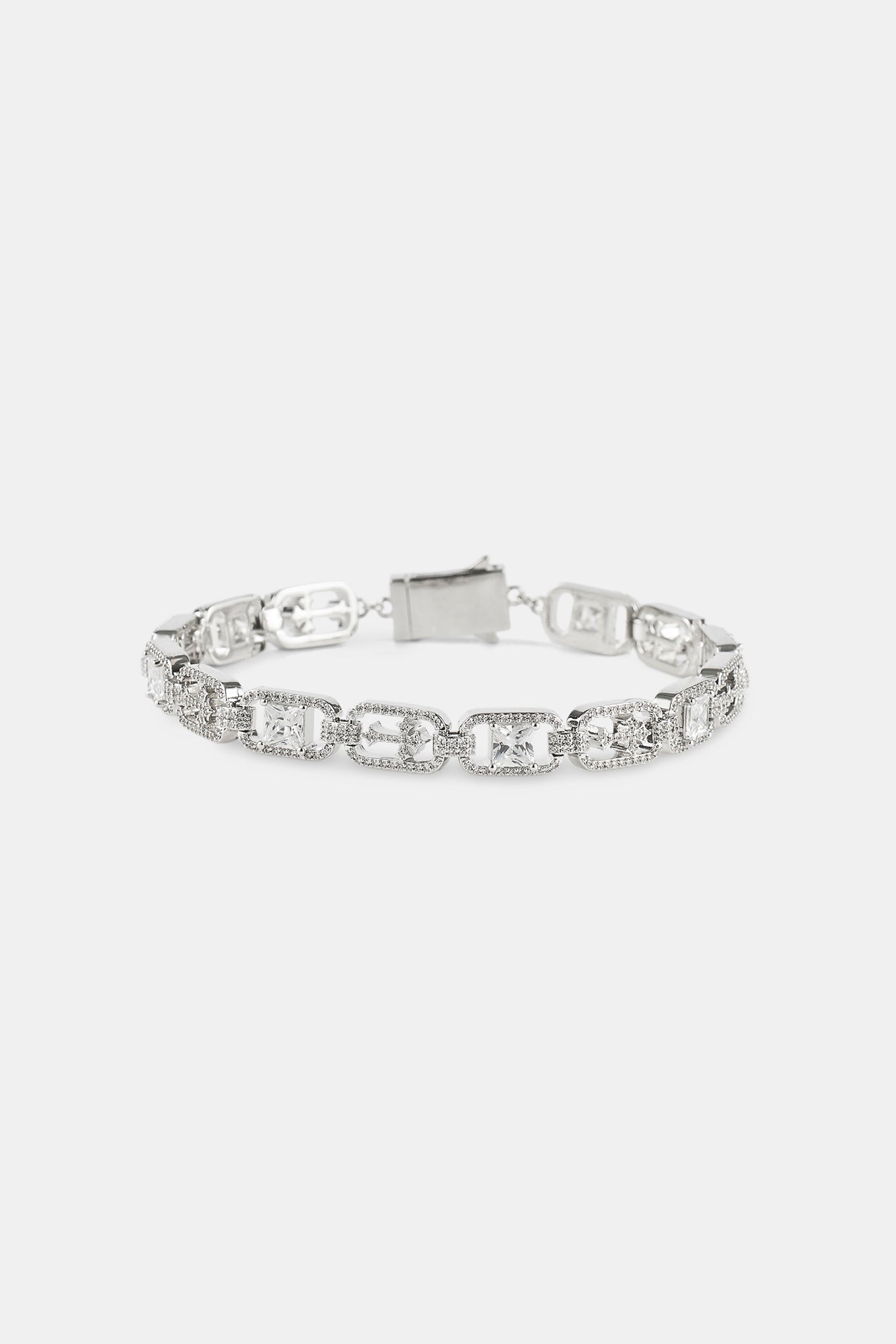 Iced Stone & Cross Link Bracelet - 8mm