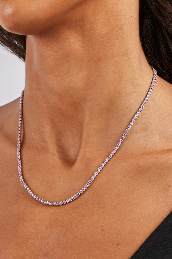 Light Pink Micro Tennis Chain - 2.5mm