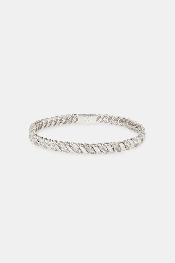 Polished & Iced Rope Link Bracelet - 6mm