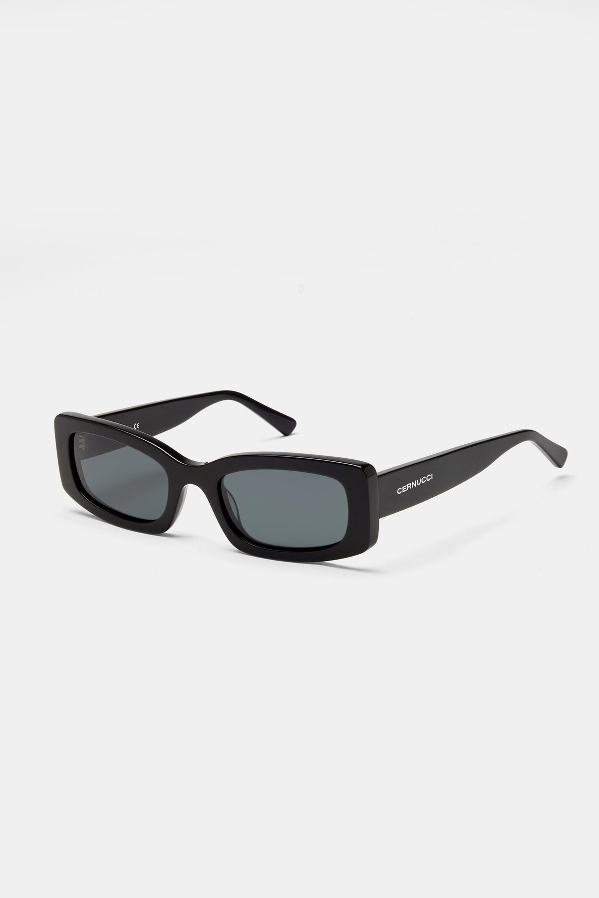 Chunky Narrow Square Acetate Frame Sunglasses - Black  display picture 3
