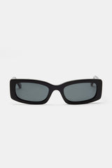 Chunky Narrow Square Acetate Frame Sunglasses - Black