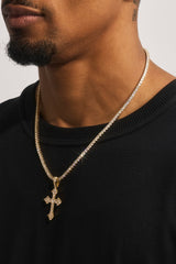 Celtic Cross Pendant Tennis Necklace - 35mm - Gold