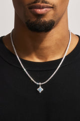 Iced Blue Baguette Motif Infinity Tennis Necklace - 15mm - White