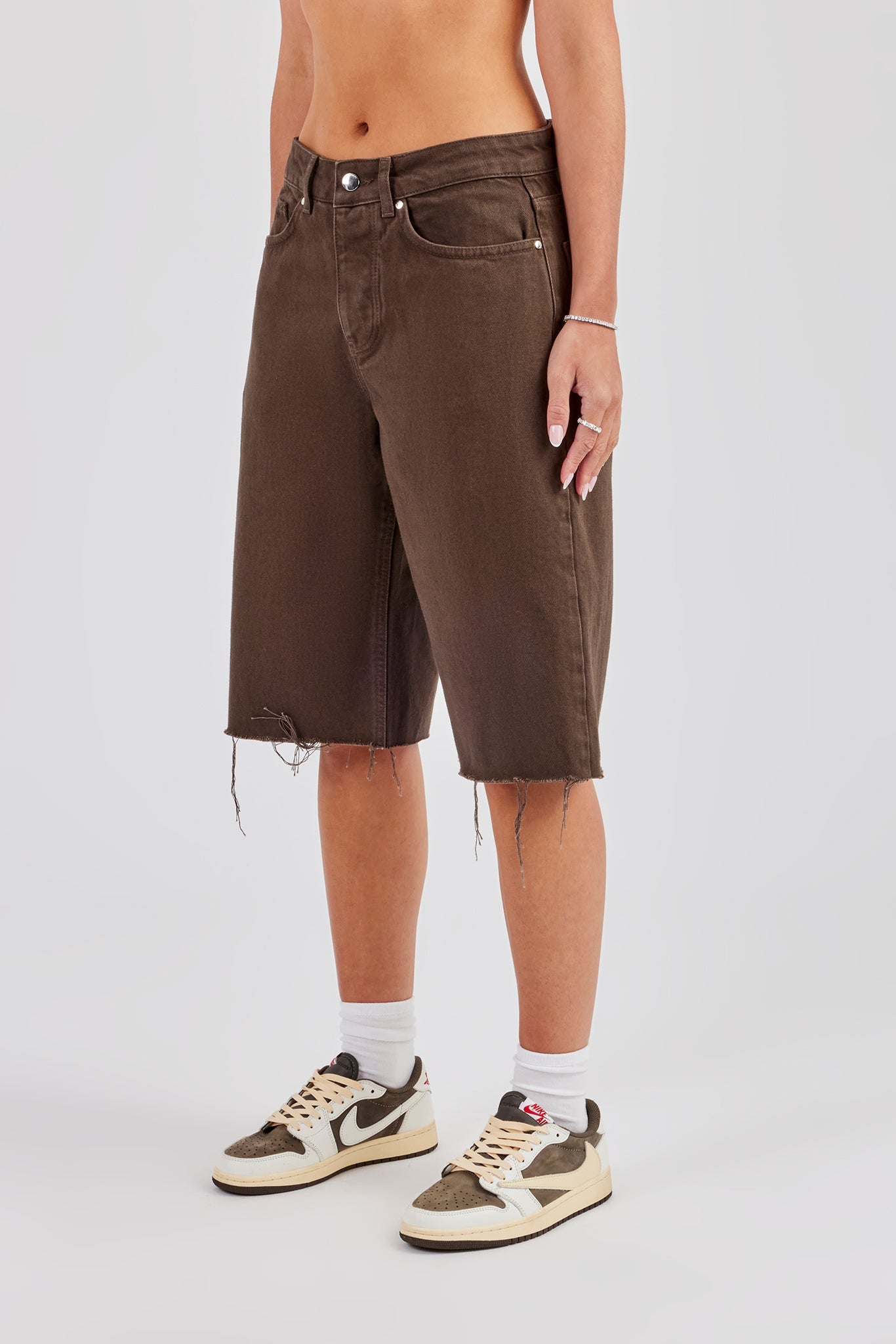 Pocket Detailed Denim Jort - Chocolate