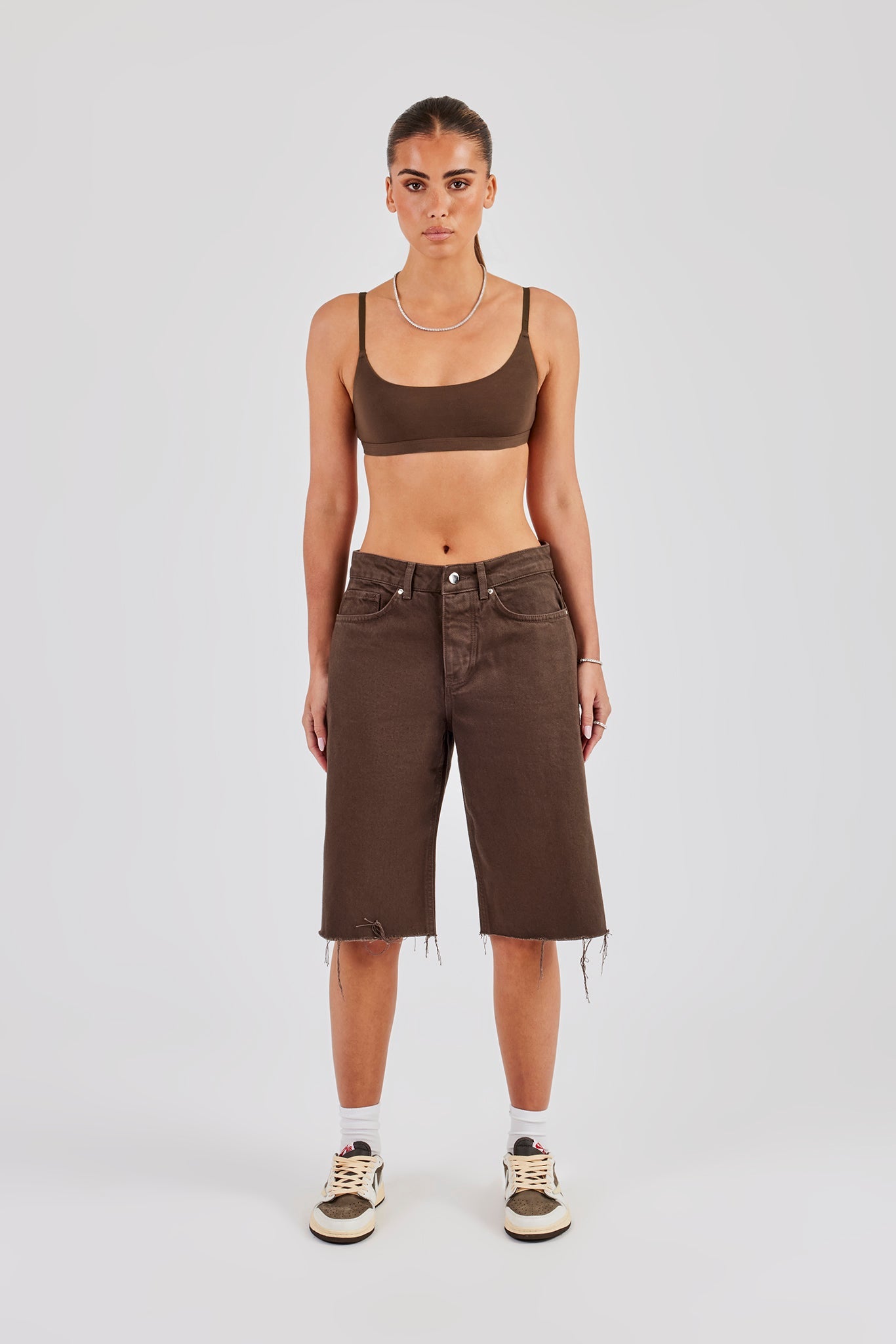 Pocket Detailed Denim Jort - Chocolate