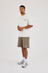 Regular Fit Puff Print T-Shirt & Relaxed Shorts - Taupe