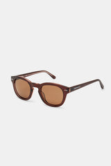 Chunky Rounded Acetate Frame Sunglasses - Brown