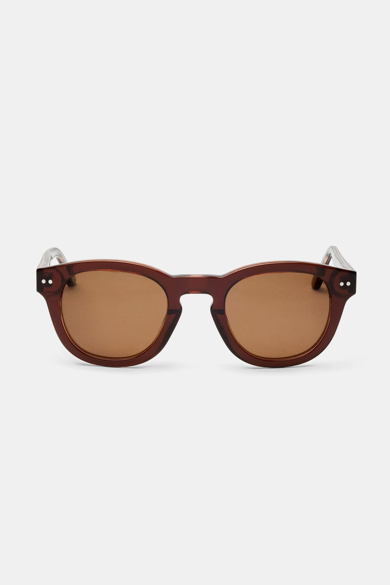 Chunky Rounded Acetate Frame Sunglasses - Brown