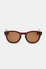 Chunky Rounded Acetate Frame Sunglasses - Brown