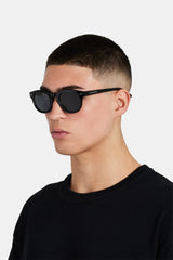 Chunky Rounded Acetate Frame Sunglasses - Black