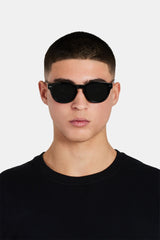 Chunky Rounded Acetate Frame Sunglasses - Black