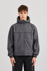 Nylon Track Jacket With Piping - Charcoal