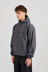 Nylon Track Jacket With Piping - Charcoal