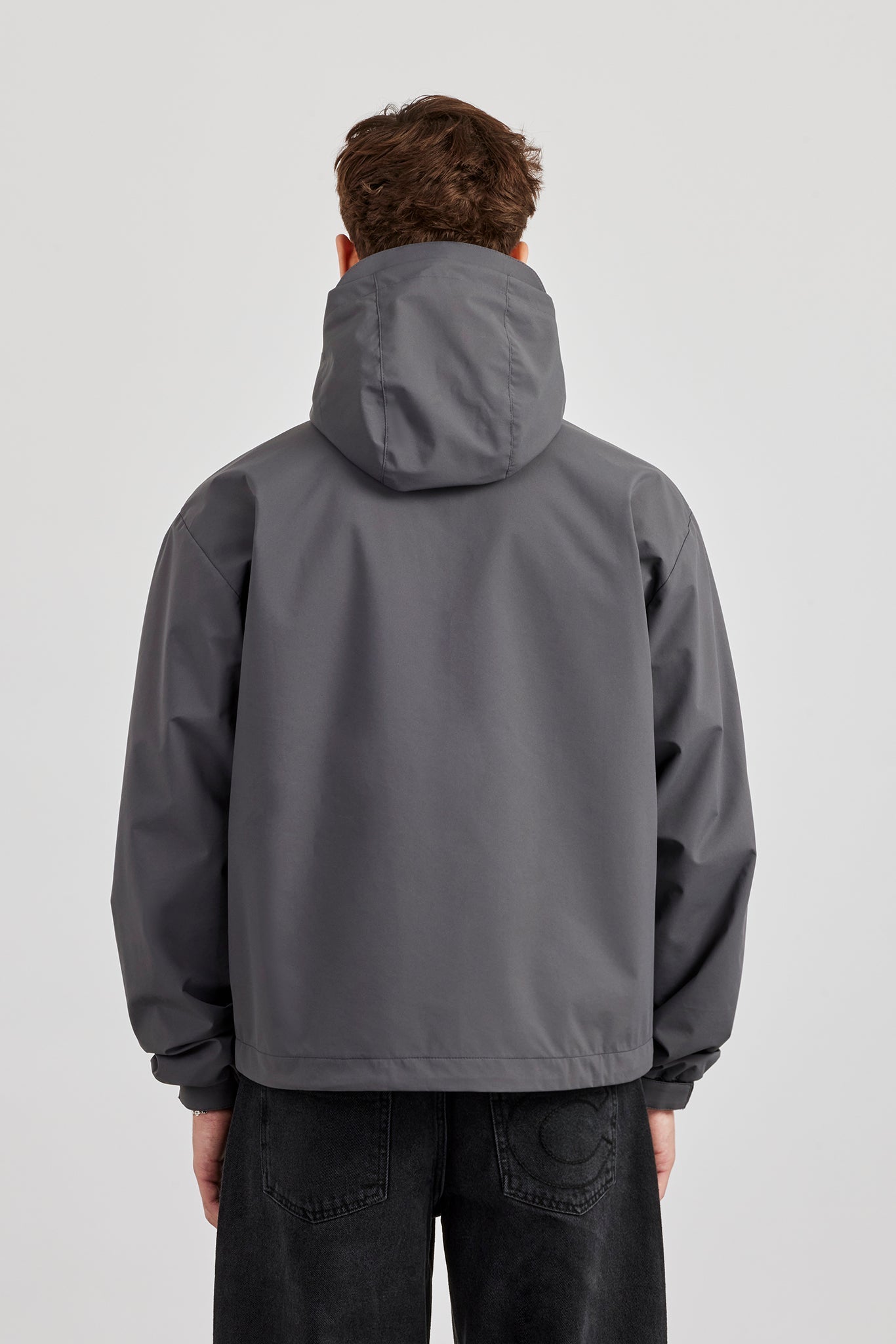 Nylon Track Jacket With Piping - Charcoal
