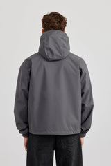 Nylon Track Jacket With Piping - Charcoal