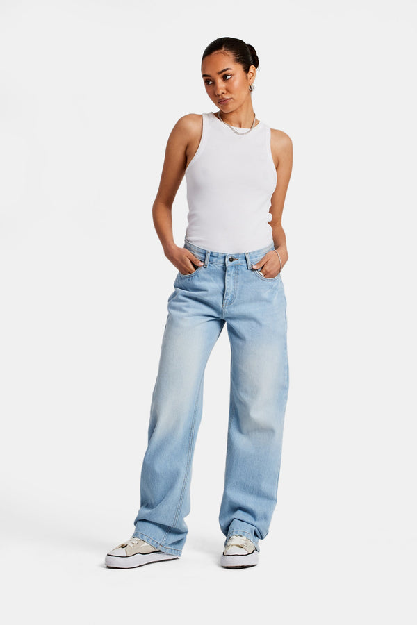 Mid Rise Relaxed Jeans - Light Blue