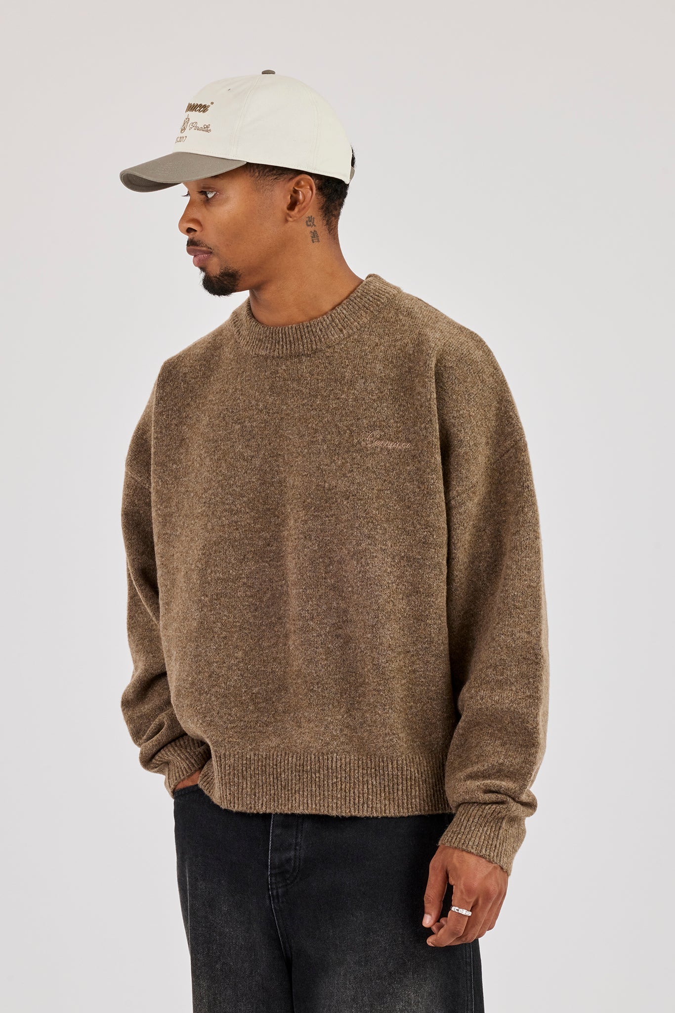 Boxy Knit Sweatshirt - Mocha