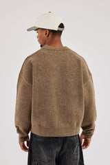Boxy Knit Sweatshirt - Mocha