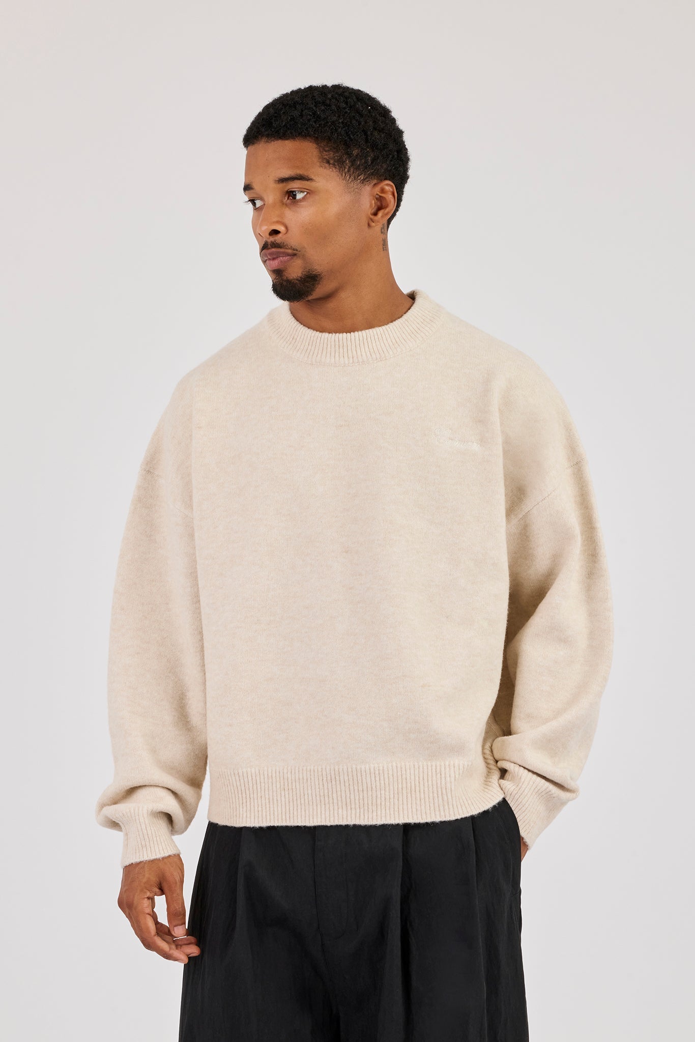 Boxy Knit Sweatshirt - Oatmeal