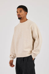 Boxy Knit Sweatshirt - Oatmeal
