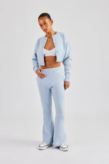 Knitted Cropped Cardigan - Baby Blue