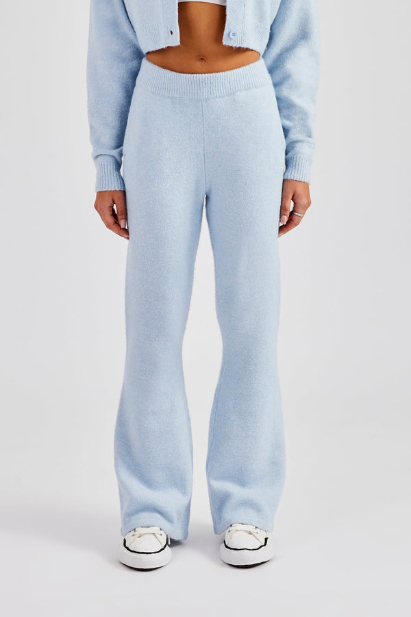 Knitted Flare Trouser - Baby Blue