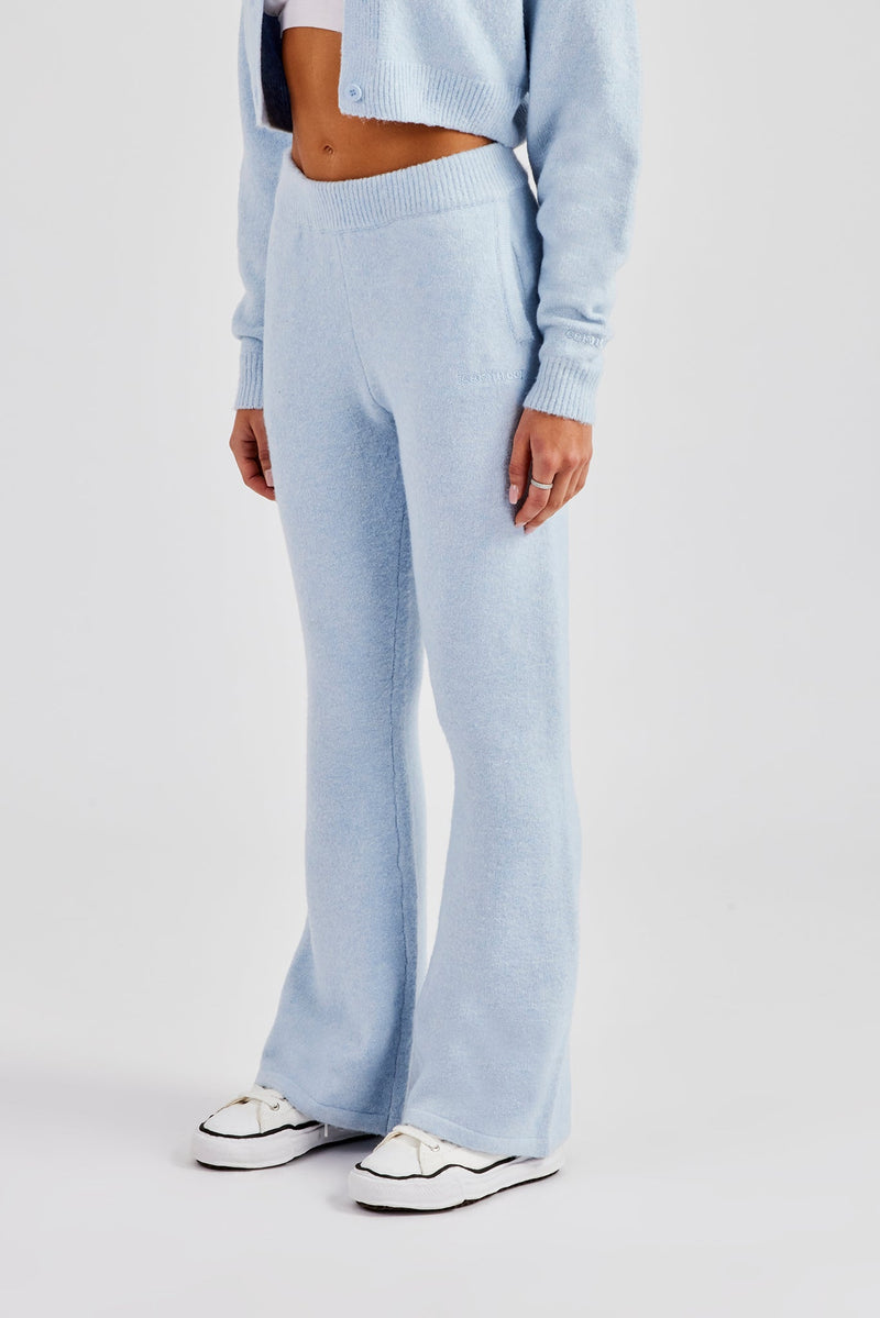 Knitted Flare Trouser - Baby Blue