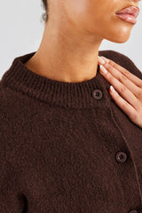 Knitted Cropped Cardigan - Chocolate