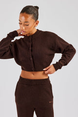 Knitted Cropped Cardigan - Chocolate