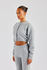 Cropped Knitted Cardigan - Grey