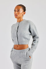 Knitted Cropped Cardigan - Grey