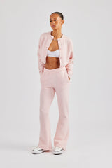 Knitted Cropped Cardigan & Flare Trouser - Baby Pink