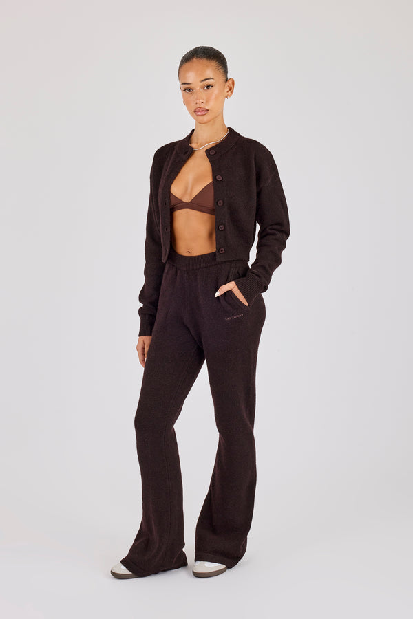 Knitted Flare Trouser - Chocolate