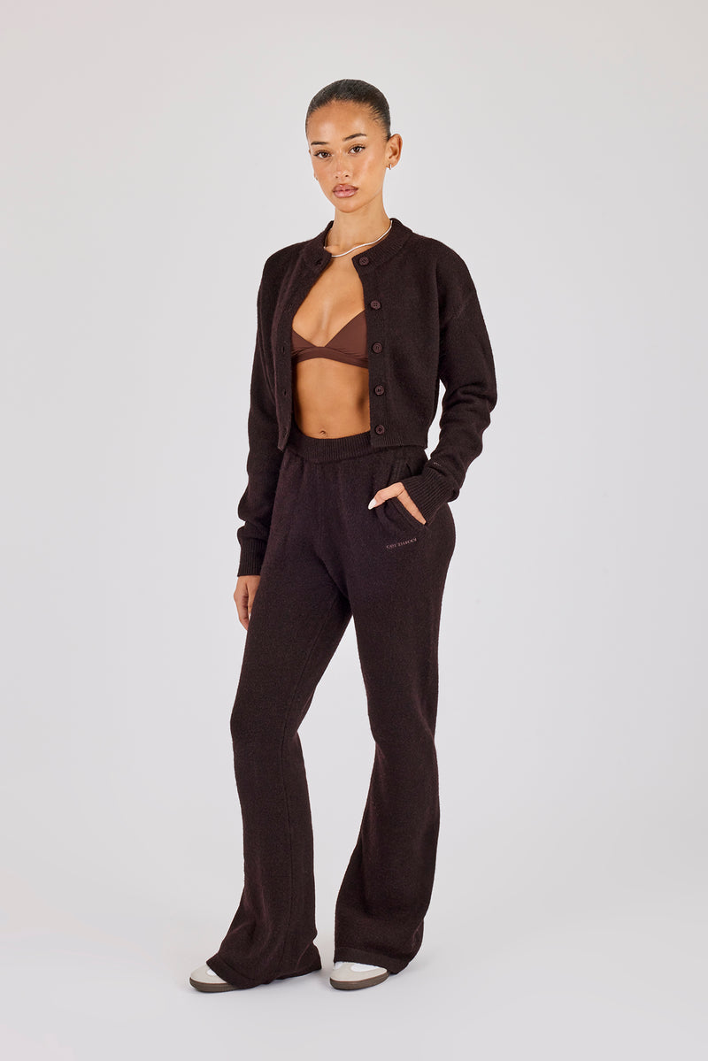 Knitted Flare Trouser - Chocolate