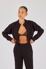 Cropped Knitted Cardigan - Chocolate