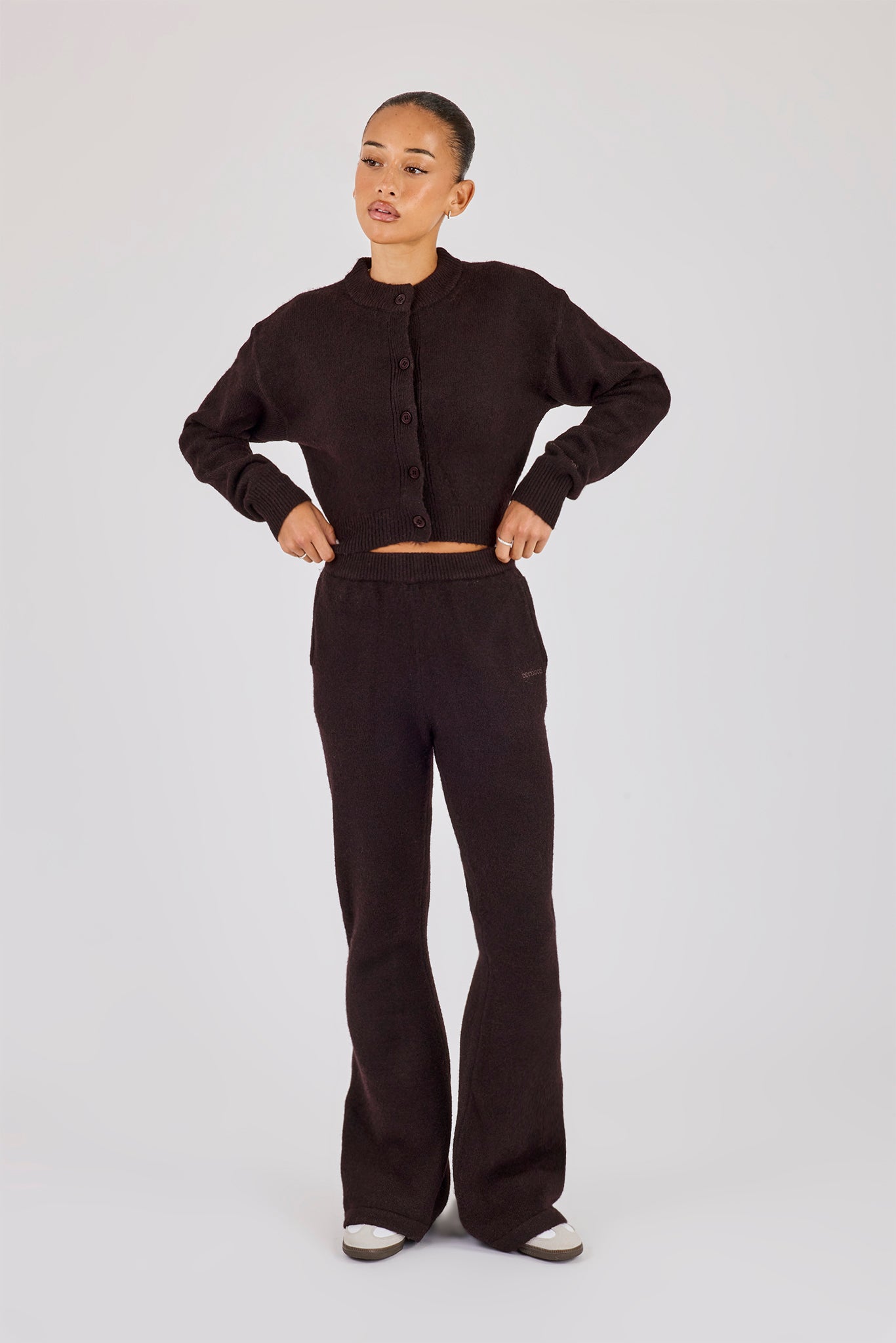 Knitted Flare Trouser - Chocolate