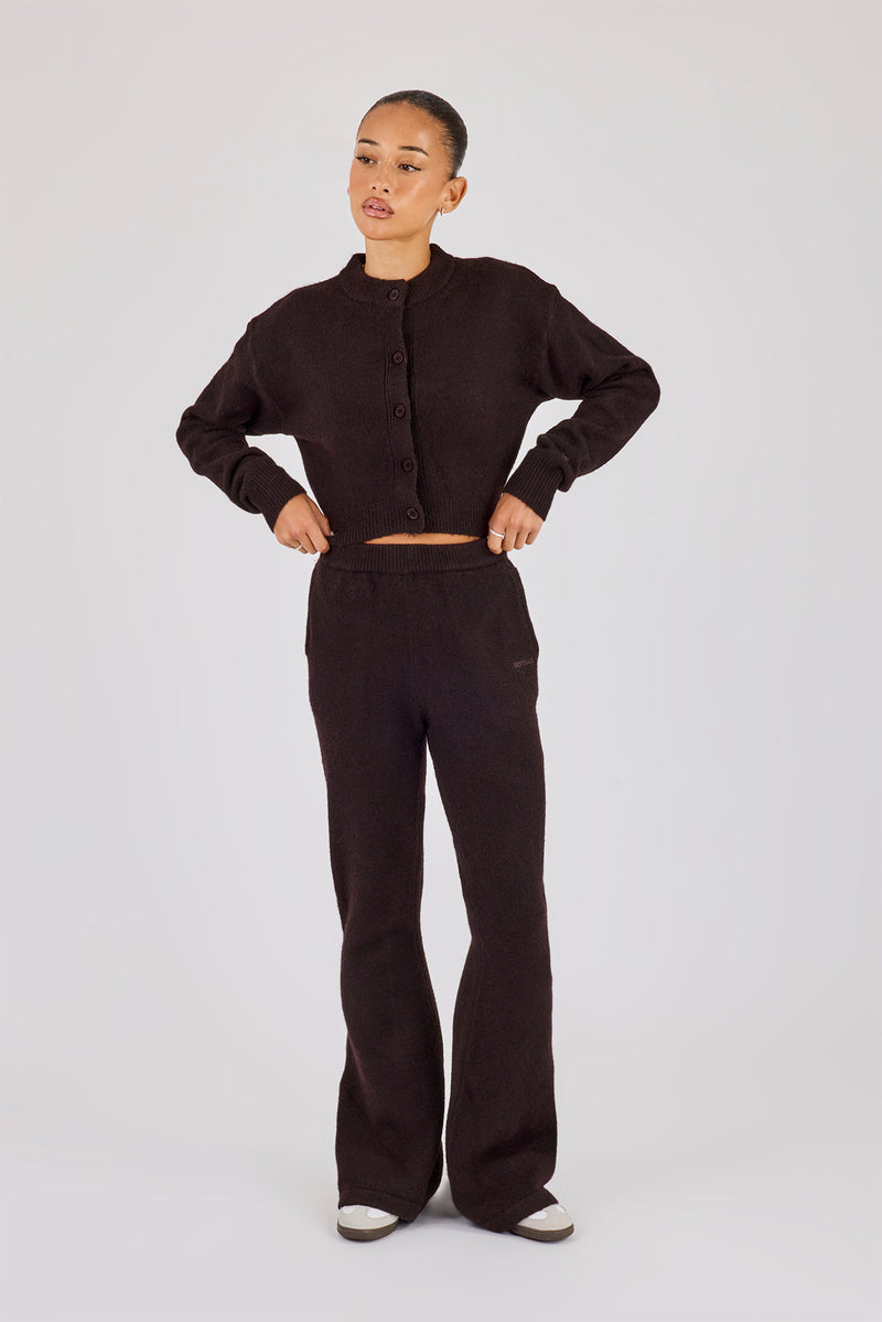 Knitted Flare Trouser - Chocolate