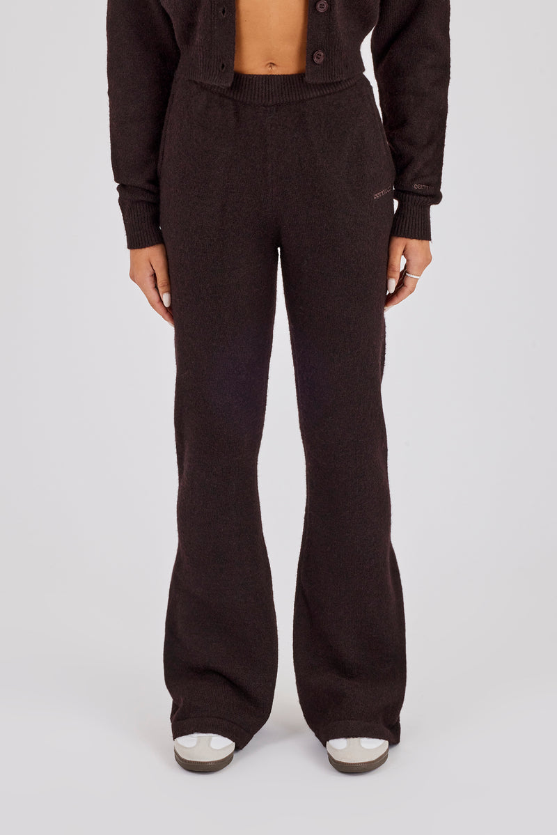 Knitted Flare Trouser - Chocolate