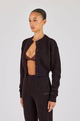 Cropped Knitted Cardigan - Chocolate