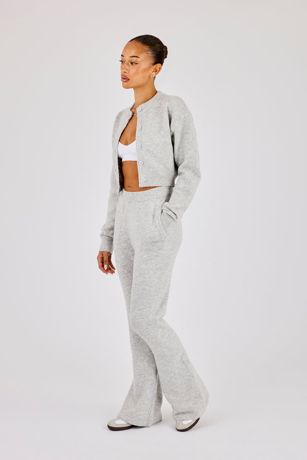 Knitted Flare Trouser - Grey