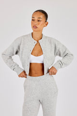 Knitted Cropped Cardigan - Grey