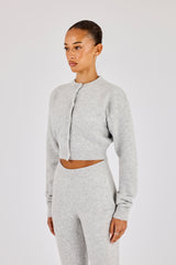 Knitted Cropped Cardigan - Grey