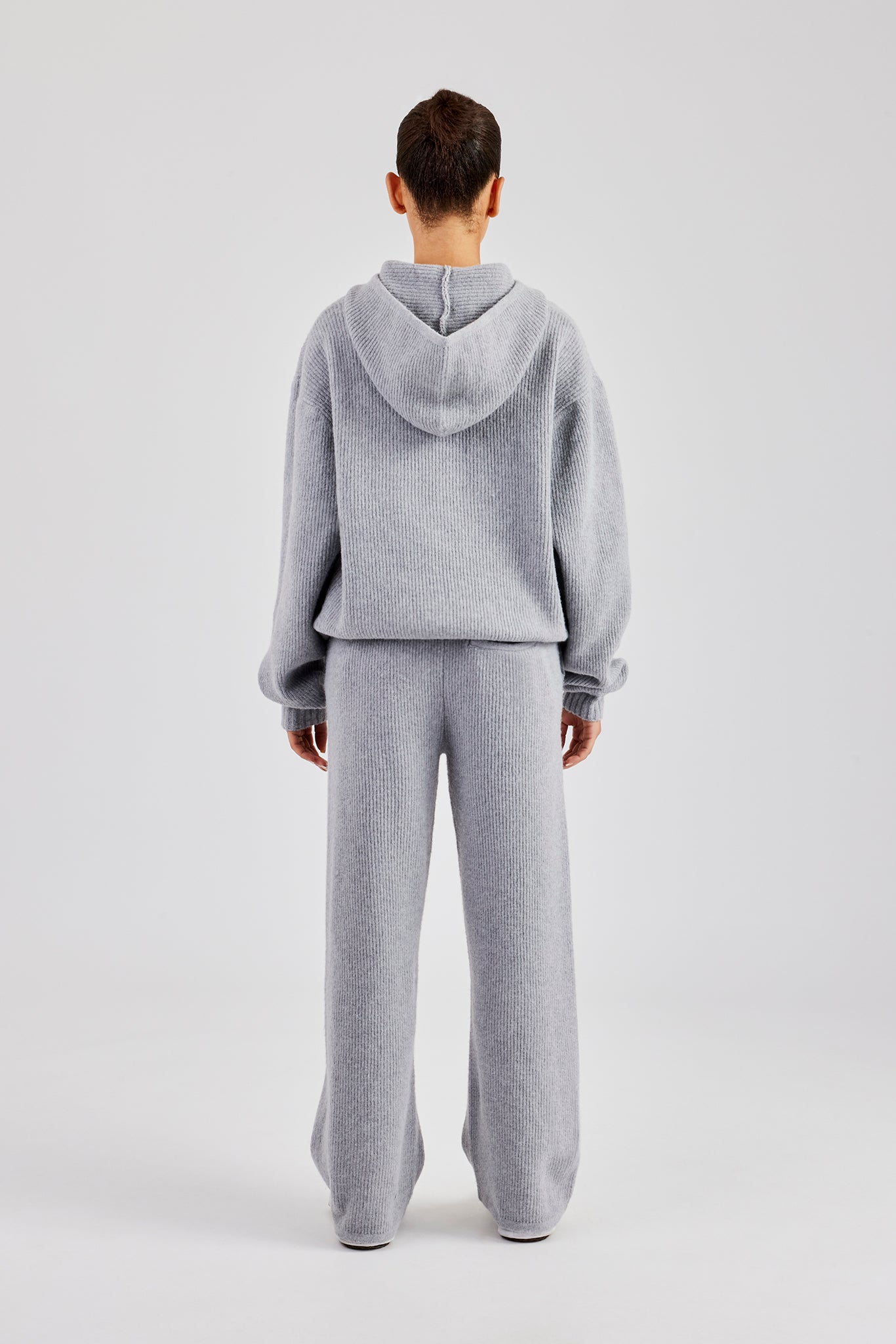 Knit Boxy Embroidered Tracksuit - Grey