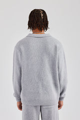 Knit Collared Sweat - Grey