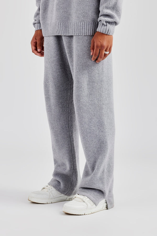 Straight Leg Split Hem Knit Jogger - Grey