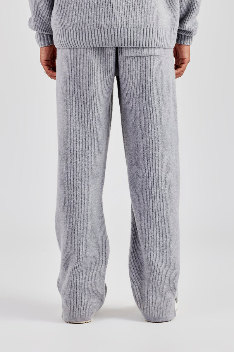 Straight Leg Split Hem Knit Jogger - Grey