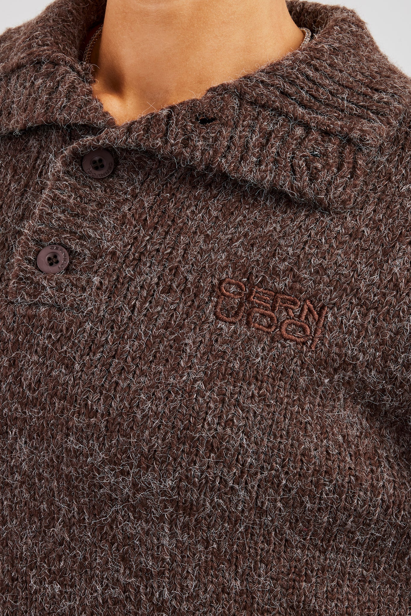 Knit Funnel Neck Sweater - Chocolate